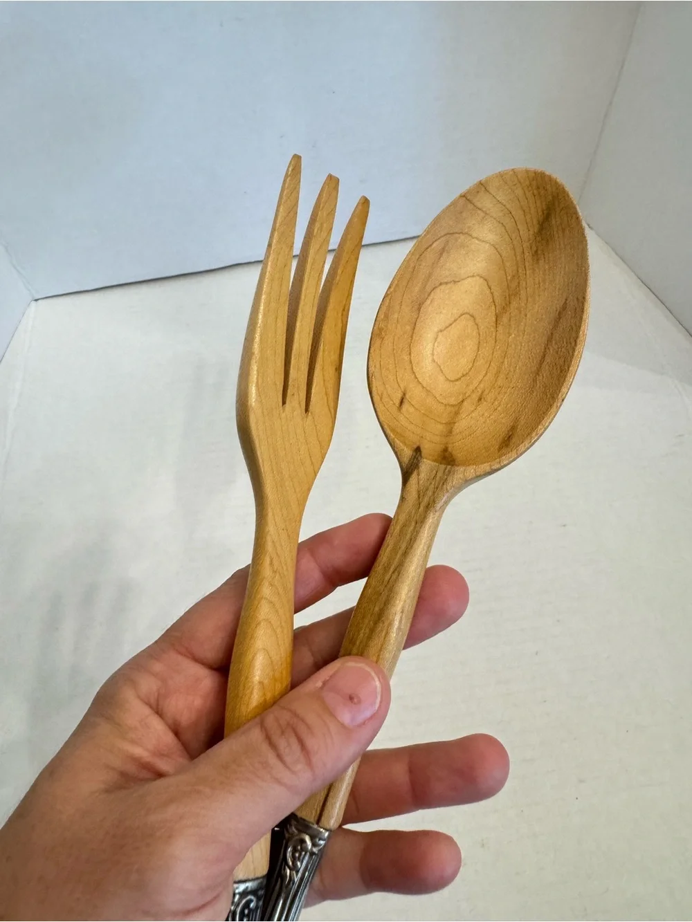 Wood Salad Serving SET Enchantment 1881 Rogers LONDONTOWN Oneida Silverplate